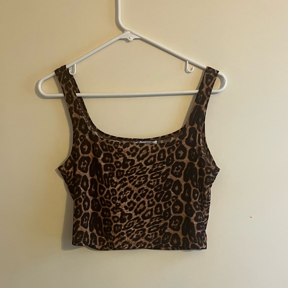 Animal print cropped tank top